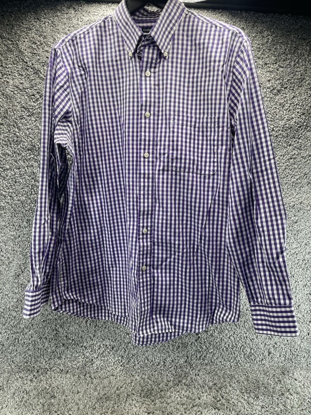 Croft & Barrow Men’s Long Sleeve Shirt ButtonDown Pocket Gingham Casual 17 34/35